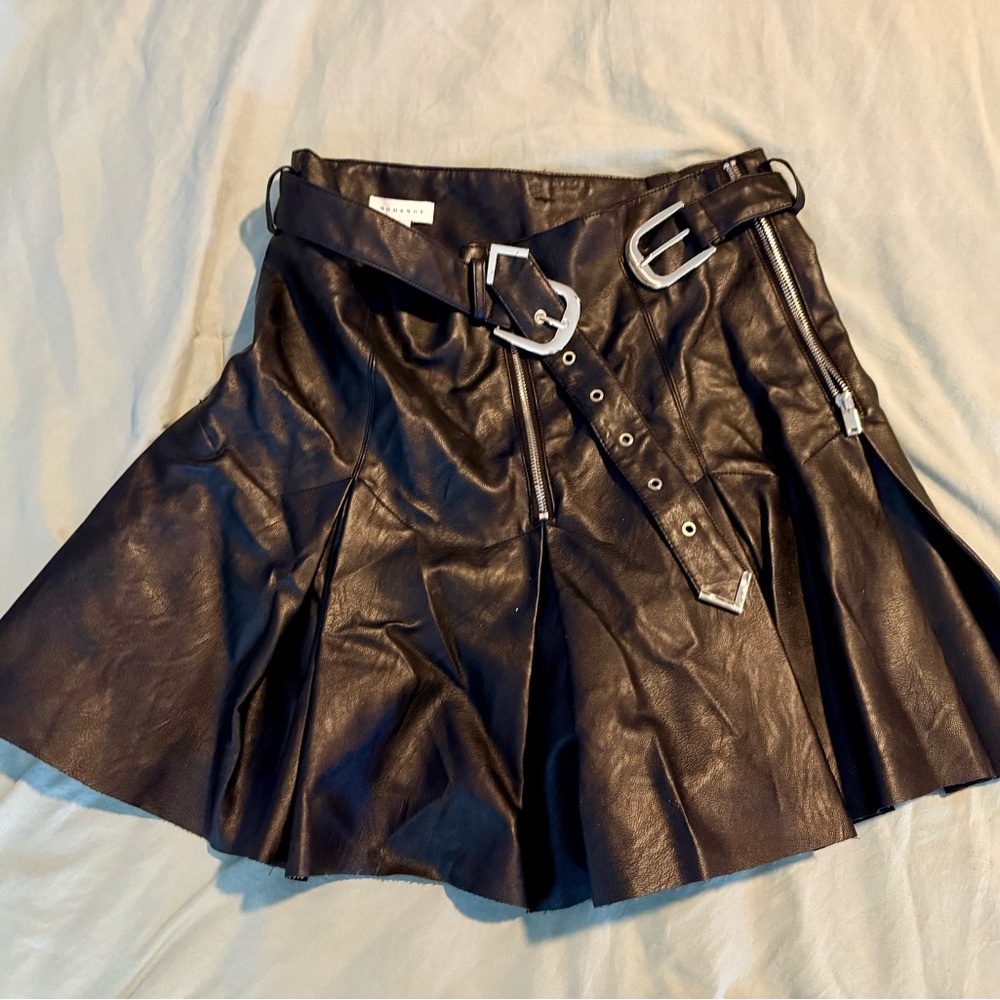 Topshop Black Mini Skater Skirt Pleated